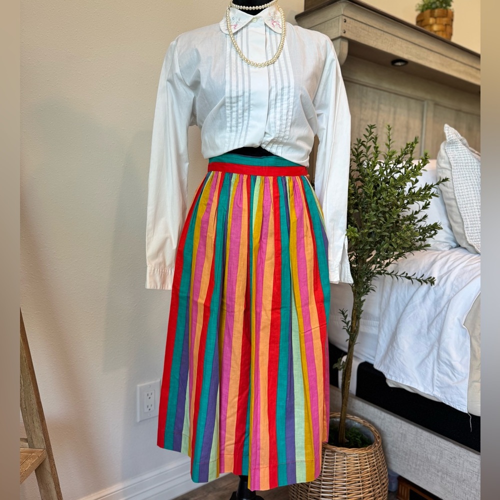 Vintage 70s 80s Pastel Colorful Striped Skirt